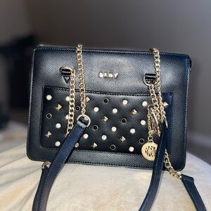 DKNY Bryant Park Small Leather Zip Tote Chain Purse